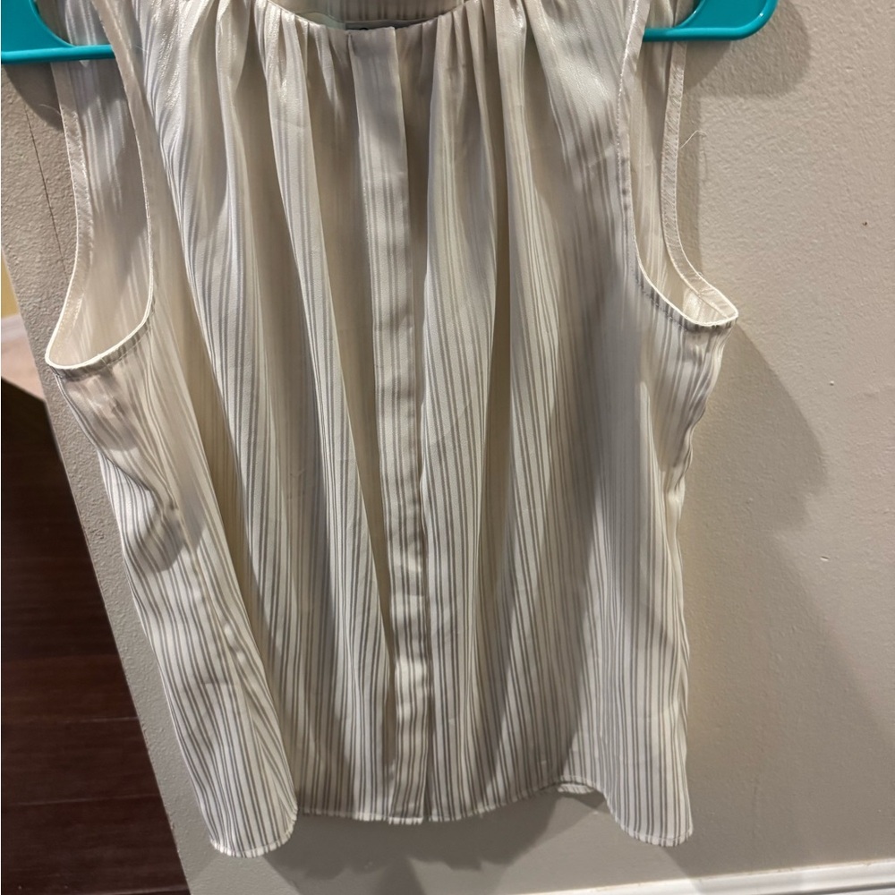 Calvin Klein Cream Satin Stripe Sleeveless Blouse